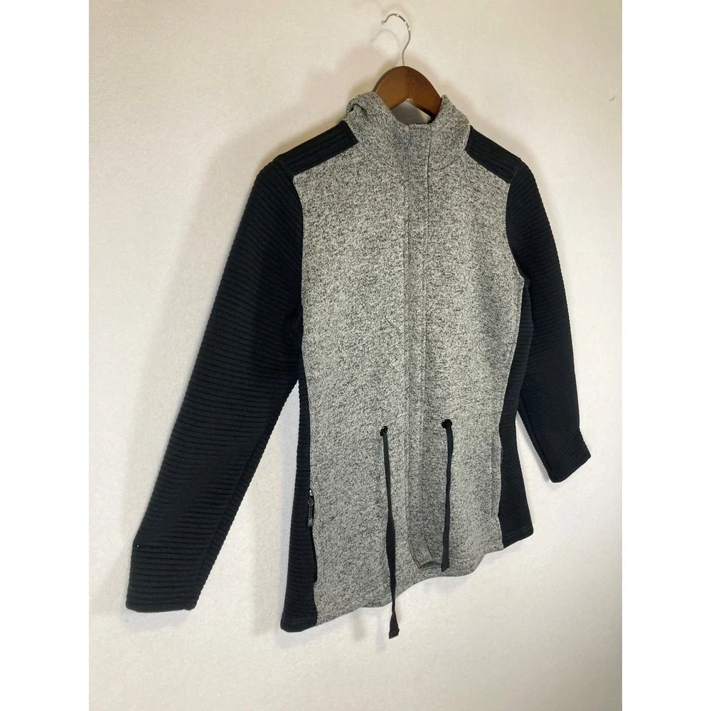 Gorpcore ZeroXposur Womens LG Charcoal Gray Hybrid‎ Knit Quilted Full Zip Jacket
